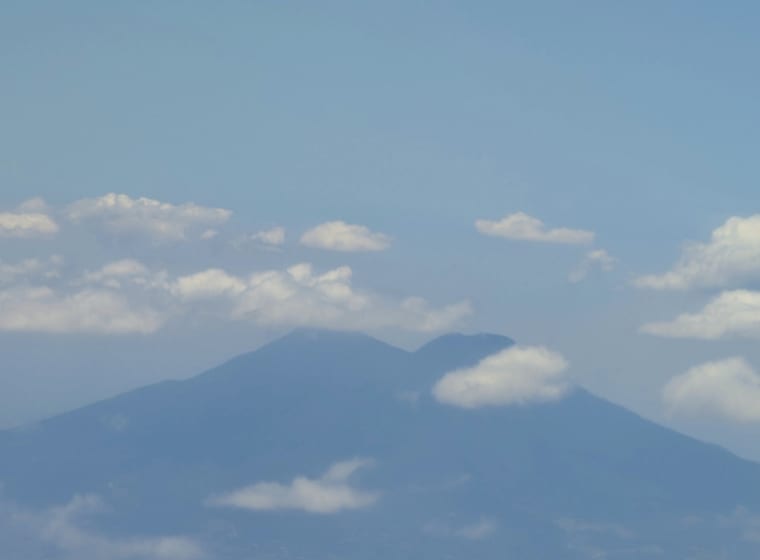 El Salvador coastline and volcanoes seen from an airplane window