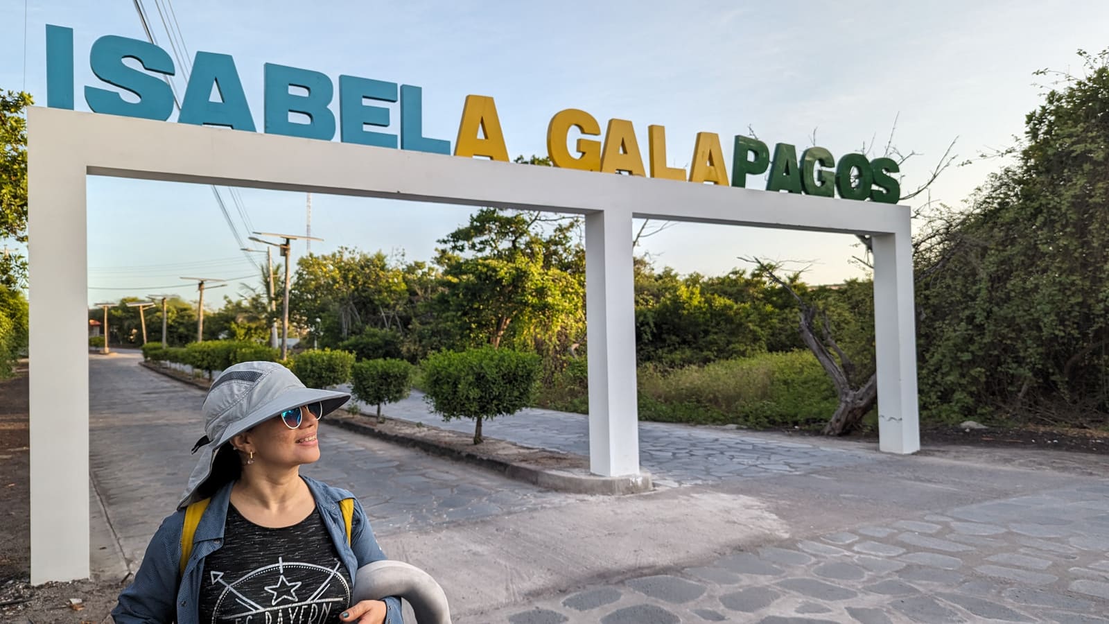 The Isabela Galapagos welcome sign at the port entrance