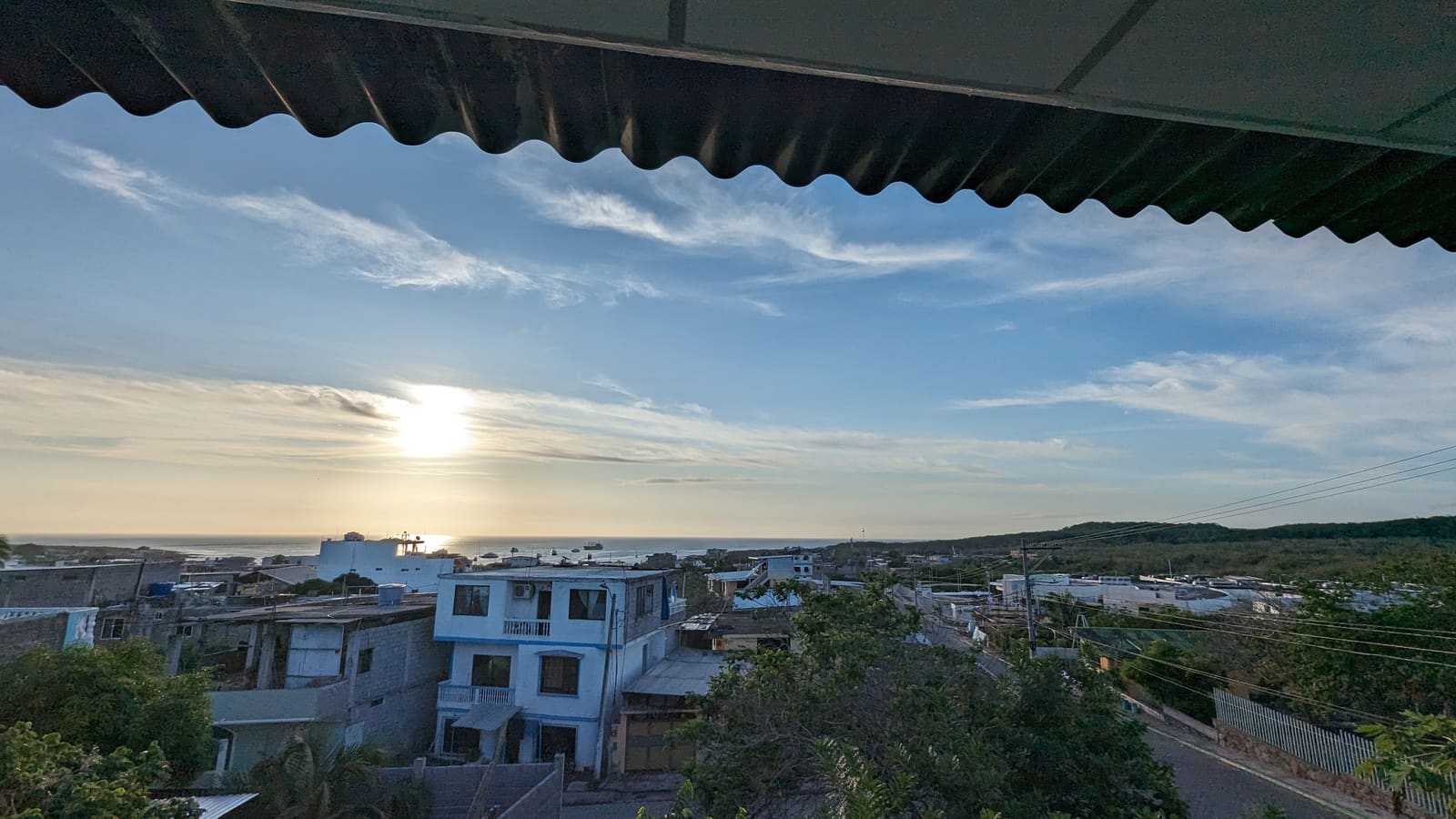 Evening view over the rooftops of Puerto Baquerizo Moreno