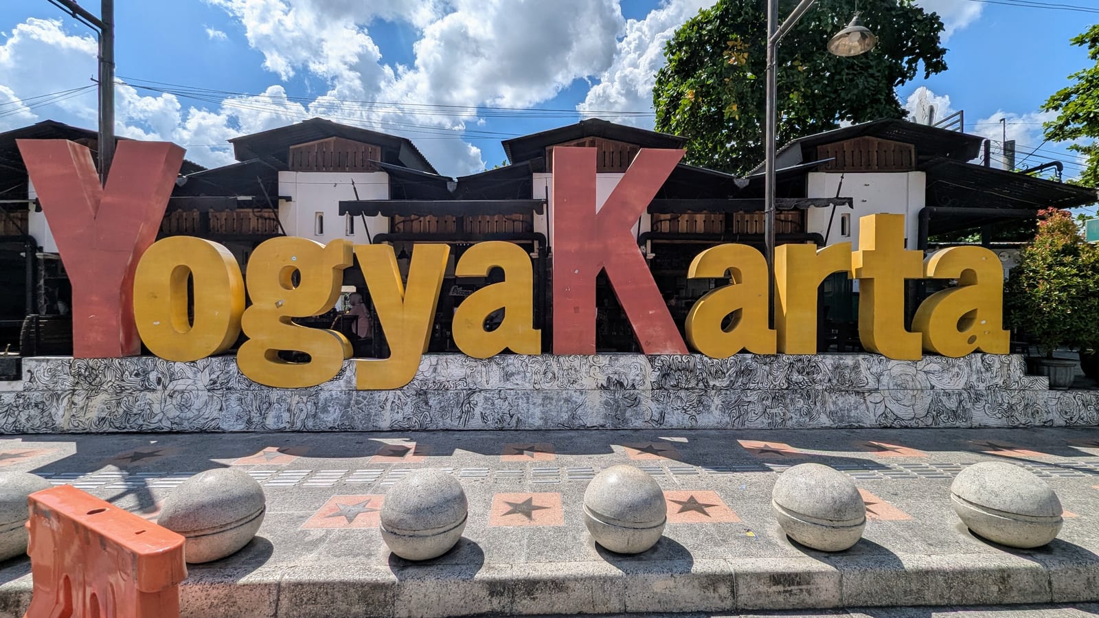 Large Yogyakarta letters sign outside the train station
