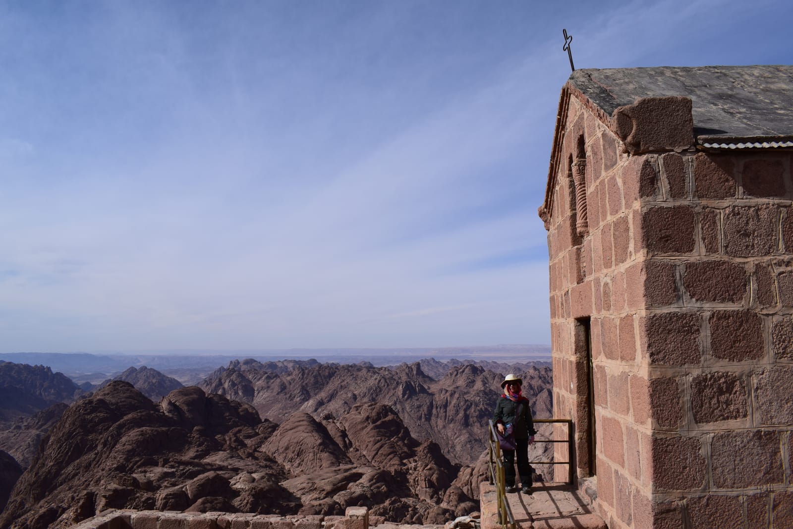 The fortified stone walls of Saint Catherine’s Monastery at the foot of Mount Sinai