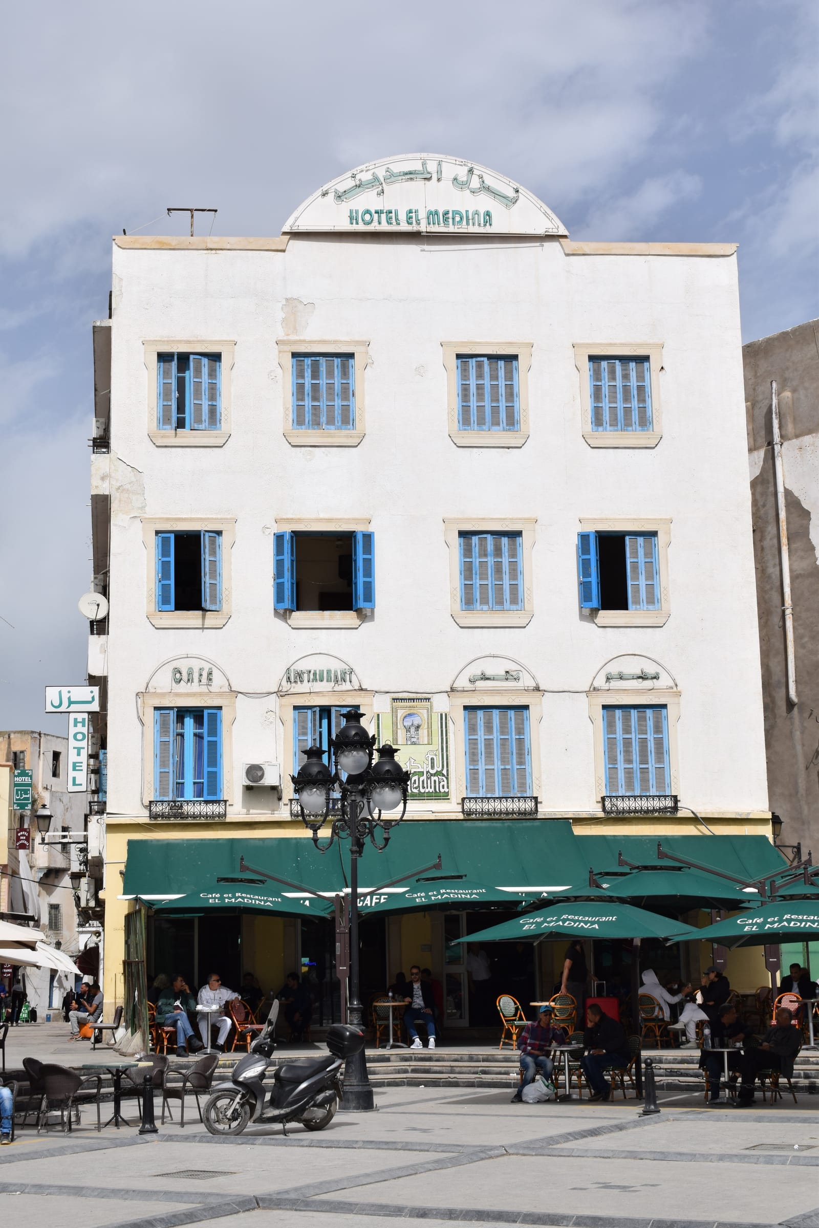 A blue and white street in the hilltop town of Sidi Bou Said